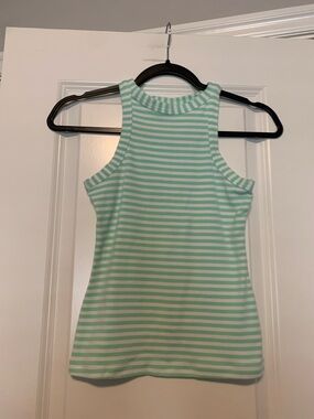 Maeve by Anthropologie Mint Green and White Striped Crew Tank, sz XS, GUC